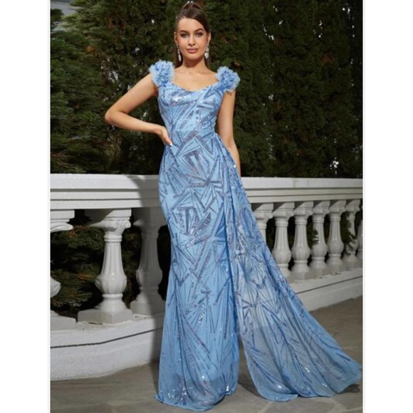 Miss Ord Dresses & Skirts - Blue and silver sequin gown size XL